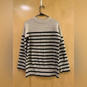 Target - A New Day - Crewneck Tunic Pullover Sweater Cream/Black Striped